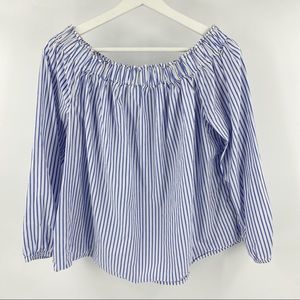 Gap striped off the shoulder pullover blouse